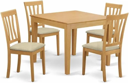 East West Furniture OXAN5-OAK-C set de 5 mesas y 4 sillas para antecomedor, Madera Noble, Dorado Oxan5-roble-c