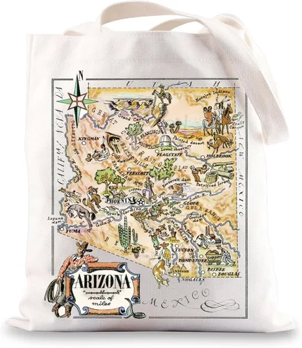 BWWKTOP Arizona State Tote Bag Arizona Souvenirs Regalos Arizona Bolsa de comestibles reutilizable Arizona Regalos de viaje Arizona