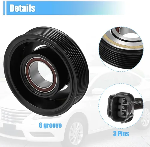 Miniatura 6 de X AUTOHAUX 1 juego de compresor de CA Kit de embrague de bobina de polea de reparación automática Compresores Asamblea para Honda Civic 4CYL 2.0L