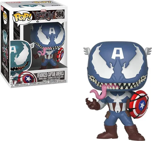 Miniatura 2 de POP Marvel: Venom - Figura de vinilo venomizada del Capitán América Funko (empaquetada con funda protectora de caja compatible), multicolor, 3.75