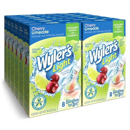 Miniatura 8 de Wyler's Light Paquetes de polvo Singles to Go, mezcla de bebida de agua, paquete variado de 40 unidades, limonada rosa, fresa y arándanos, sin