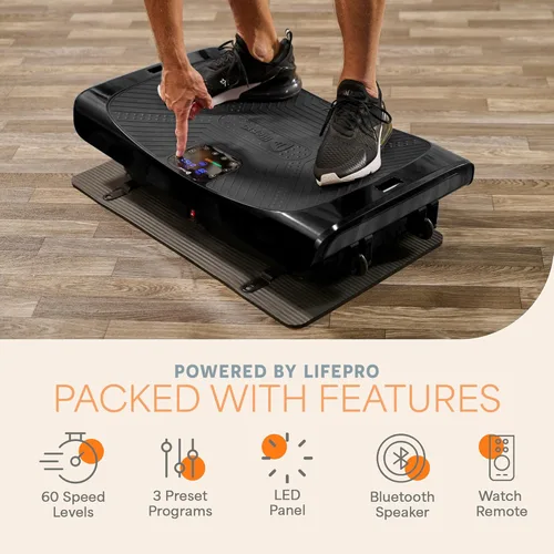 Miniatura 5 de Lifepro 4D Vibration Plate Exercise Machine — Triple Motor, 7 Presets, 60 Speeds Rumblex Plus/Pro Vibrating Platform with Wrist Remote — Whole Body