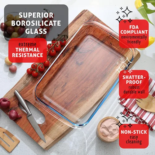 Miniatura 2 de Nestl Juego de 8 platos de vidrio para hornear para horno, recipientes de almacenamiento de alimentos de vidrio con tapas, cacerolas a prueba