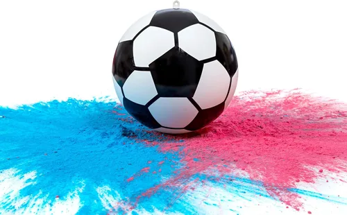 Miniatura 4 de Balón de fútbol con polvo para revelación de género, kit de pelotas de fútbol explosivas, incluye paquetes de color rosa y azul + carcasa de pelota