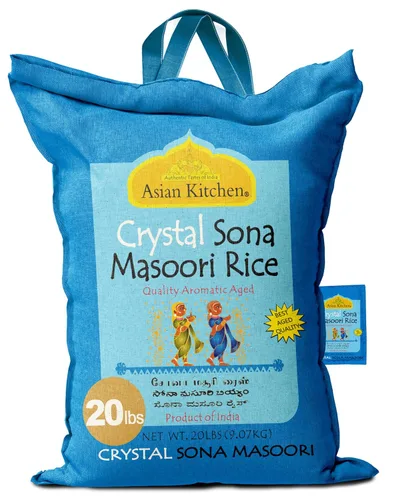 Miniatura 10 de Asian Kitchen Brown Sona Masoori - Arroz envejecido de 40 libras, 40 libras (40.0 lbs) de arroz de grano corto ~ Todo natural Apto para gluten