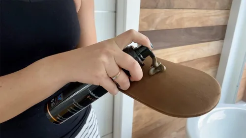 Miniatura 5 de Bronze Tan - Guante de gamuza color marrón para aplicar crema autobronceante para lograr una aplicación uniforme, manopla aplicadora, lavable