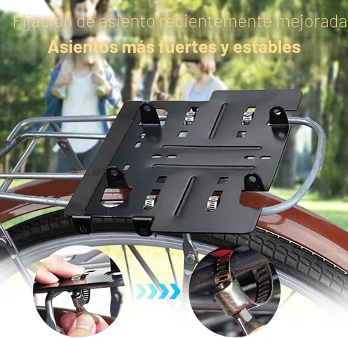 Miniatura 4 de Asiento trasero de bicicleta para niños con respaldo grueso, asiento trasero de bicicleta para niños de 2 a 8 años, talla única (negro, a)