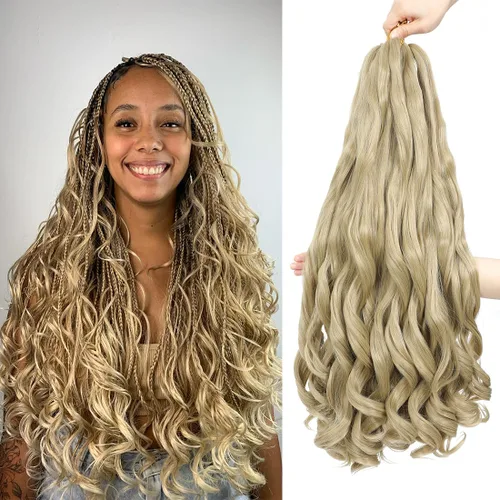 Miniatura 27 de WIPPORYA Cabello Rizado Francés para Trenzar de 24 Pulgadas, 6 Paquetes de Cabello Ondulado Suelto Elástico para Crochet Pre-Estirado 3.53