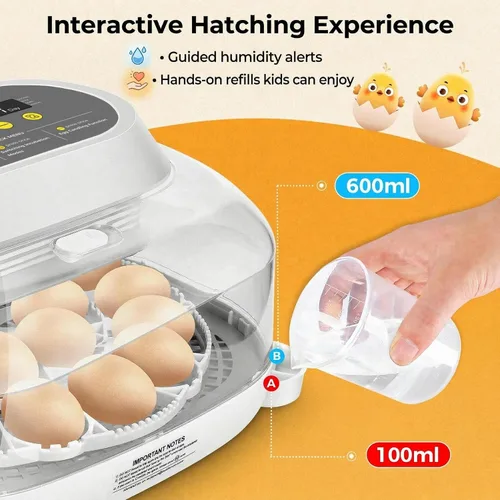 Miniatura 5 de Sailnovo Incubadora para 24 huevos, incubadora de huevos de 4 modos con giro automático de huevos, control de temperatura y alarma de humedad, vista
