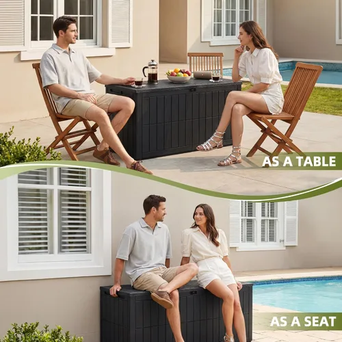 Miniatura 4 de UDPATIO Caja de cubierta de 100 galones, caja de almacenamiento para exteriores, resina impermeable con cerradura, contenedor de almacenamiento