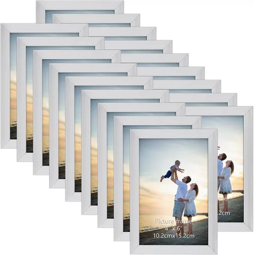 Miniatura 25 de Hoikwo 18 paquetes de marcos de fotos de plástico negro de 3.5x5 multifuncionales con cubierta de plástico para fotos familiares, obras de arte