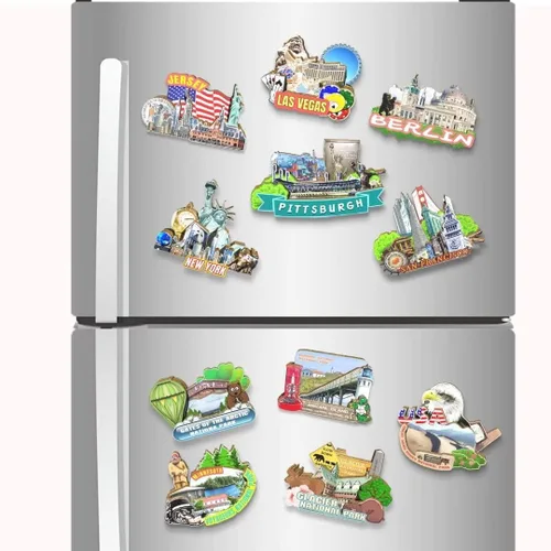 Miniatura 4 de Imán de Pittsburgh de los E.E.U.U. Imán del refrigerador de madera 3D hitos de viaje coleccionable recuerdos decoración hecho a mano 2