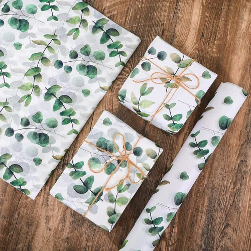 Miniatura 8 de 100 hojas de papel de seda de eucalipto reciclable vegetación botánica bolsa de embalaje para bodas, cumpleaños, duchas, manualidades, decoración