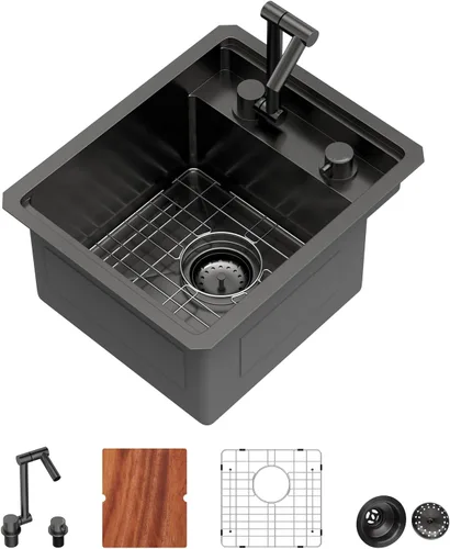 Miniatura 49 de Fregadero de Montaje Bajo de 13 Pulgadas - Beslend 13”x15”x9” Fregadero de Cocina de Acero Inoxidable de Montaje Bajo Calibre 16 Fregadero de Cocina