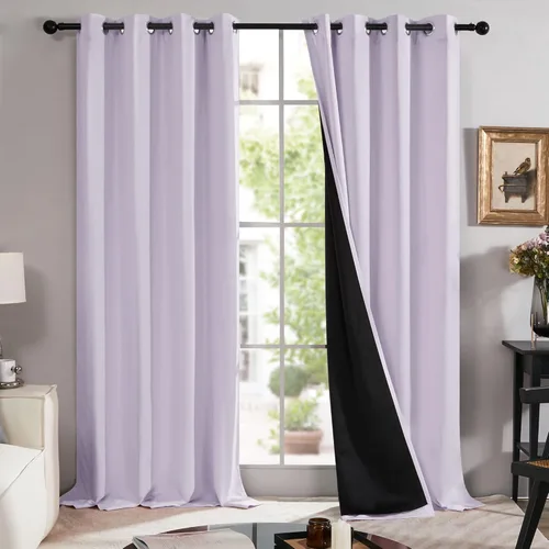 Miniatura 75 de Deconovo Cortinas 100% opacas, cortinas de ventana con aislamiento térmico, paneles reductores de ruido, cortinas de forro negro, con ojales