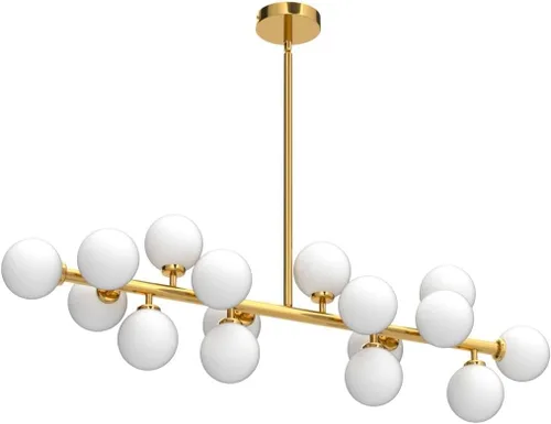 Miniatura 4 de Candelabro Dorado para Comedor Sobre Mesa Candelabro Moderno de Mediados de Siglo Pantalla de Globo de Vidrio Blanco Accesorio de Iluminación
