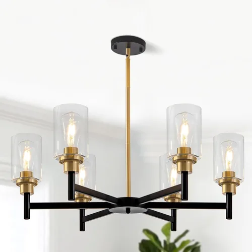 Miniatura 10 de lámpara de araña de granja de 6 luces con rueda de vagón, accesorios de luz colgante para comedor, sala de estar, isla de cocina, vestíbulo
