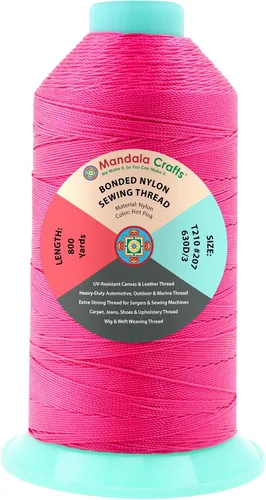 Miniatura 257 de Mandala Crafts - Hilo de nailon para coser cuero, tapicería, mezclilla y para trenzar el pelo; resistente, 1500 yardas, tamaño 69 T70 Marrón