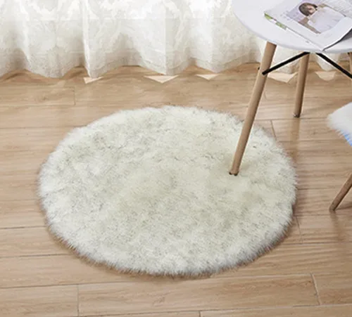 Alfombra de piel de oveja sintética, alfombra mullida para dormitorio de bebé, alfombra decorativa para el hogar, alfombra lanuda blanca y gris,