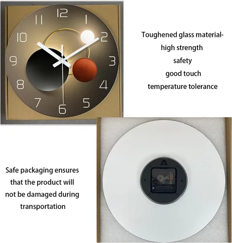Miniatura 6 de XNM Reloj de pared con pilas de 12 pulgadas, reloj redondo negro y dorado para decoración de dormitorio y sala de estar, reloj analógico silencioso