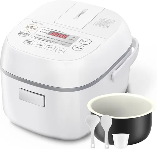 Miniatura 8 de TOSHIBA Arrocera pequeña de 3 tazas sin cocer - Pantalla LCD con 8 funciones de cocción: arroz, avena, granos mezclados y más, olla interior Gris