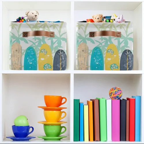 Miniatura 6 de susiyo Contenedor plegable grande de almacenamiento, palmeras, tablas de surf, cestas de almacenamiento de tela, canastas decorativas plegables