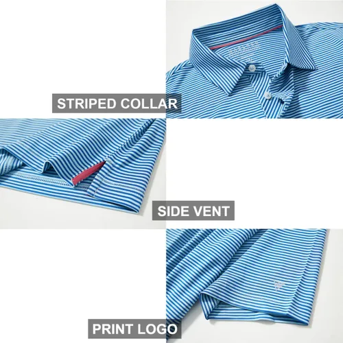 Miniatura 4 de Golf Shirts for Men Dry Fit Short Sleeve Print Performance Moisture Wicking Polo Shirt