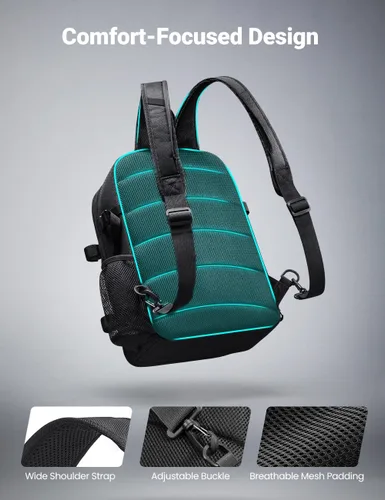 Miniatura 5 de Mochila Piscifun impermeable, de un solo hombro para almacenar los aparejos de pesca. Bolsa de correa cruzada multifuncional para camping, Doble