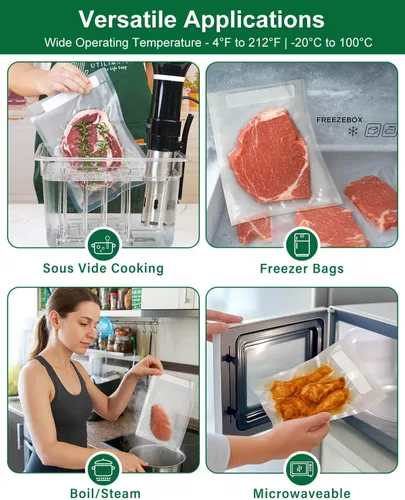 Miniatura 5 de Bolsas selladoras al vacío de un cuarto de galón para alimentos, 8 x 11 pulgadas, sin BPA, bolsas de sellado al vacío resistentes para ahorrar