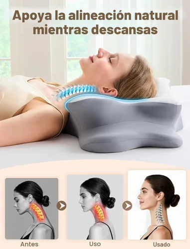 Miniatura 4 de Almohada cervical para el cuello para aliviar el dolor, almohada ergonómica de espuma viscoelástica para dormir de lado con contorno, almohada