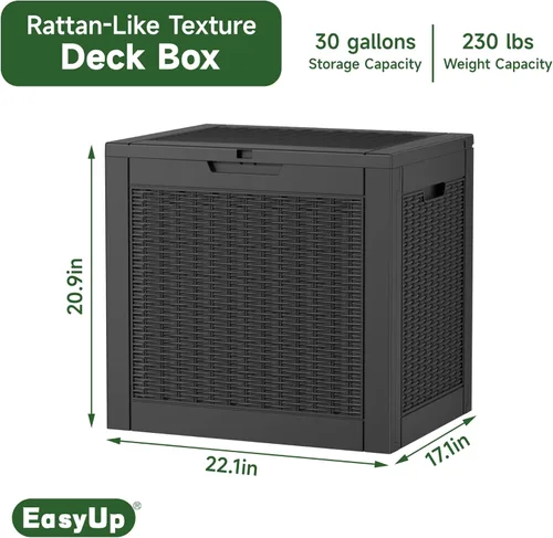 Miniatura 2 de EasyUp Caja de almacenamiento al aire libre de 30 galones, caja de resina para muebles, herramientas de jardín, cajas de almacenamiento exteriores