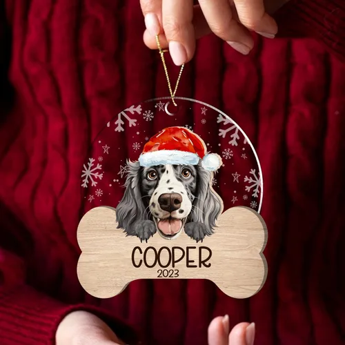 Miniatura 86 de Nazenti American Pit Bull Terrier Adorno de Navidad, adorno de perro fotográfico, adorno de perro personalizado, adornos de fotos de madera