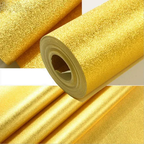 Miniatura 14 de Q QIHANG Papel tapiz moderno y simple de lámina dorada impermeable para hotel, KTV Bars TV, telón de fondo de 1.73 pies de ancho x 32.8 pies
