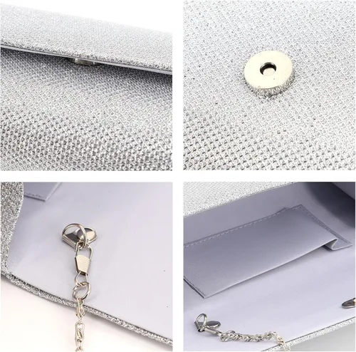 Miniatura 5 de Naimo - Deslumbrante bolsa pequeña de solapa con cadena desmontable para eventos nocturnos