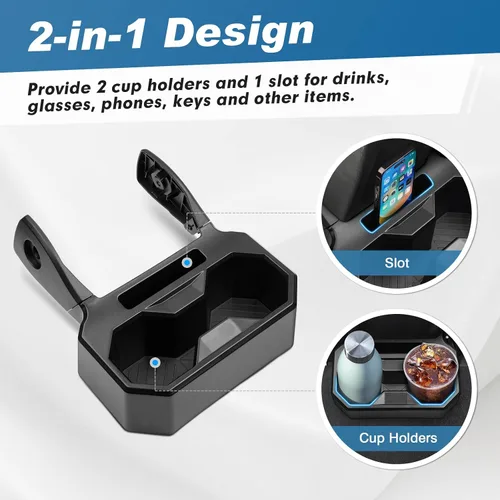Miniatura 4 de Karltys Portavasos para asiento trasero de automóvil, bandeja organizadora de portavasos trasera fija con herramientas, accesorios interiores