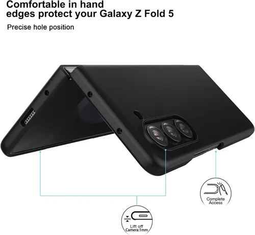 Miniatura 2 de Foluu Funda Slim Fit para Samsung Galaxy Z Fold 5, con protector de pantalla frontal integrado, cubierta protectora de PC mate ultradelgada