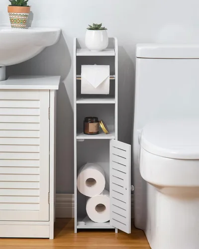 Miniatura 3 de AOJEZOR - Soporte para papel higiénico: gabinete de almacenamiento para baño pequeño con soporte para rollo de papel, ideal para colocar junto al
