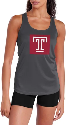 Miniatura 37 de Camiseta deportiva sin mangas oficial de la NCAA Collegiate para mujer, con espalda cruzada, logotipo primario, colección carbón