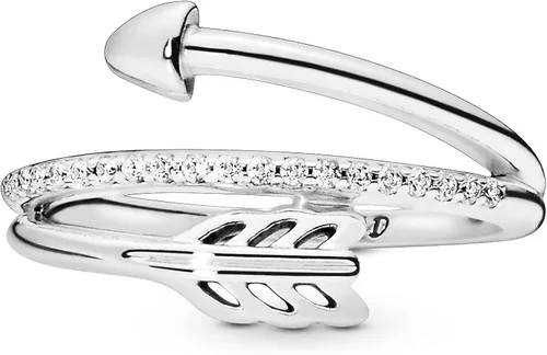 Miniatura 2 de PANDORA Joyería - Anillo de circonita cúbica con flecha envolvente, regalo para ella, plata de ley, Metal, Zirconia cúbica
