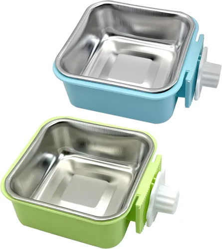 Miniatura 16 de kathson Jaula para perros, extraíble de acero inoxidable para colgar, jaula para mascotas, alimentador de alimentos y agua, taza para gatos