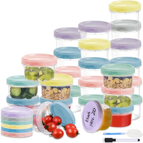 Miniatura 12 de Yomarket 12 recipientes de plástico deli de 16 onzas con tapas de rosca, contenedor pequeño para congelador, reutilizable, contenedor