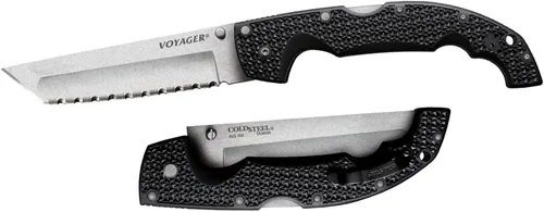 Miniatura 2 de COLD STEEL XL Voyager - Cuchillo plegable táctico de 5.5 pulgadas AUS10A de 5.5 pulgadas con mango Griv-Ex de 6.75 pulgadas, con bloqueo Tri-Ad