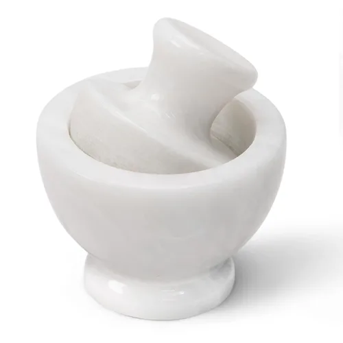 Marblous Krafts Juego de mortero y mortero de mármol de 3.5 pulgadas, molinillo de hierbas y especias blanco para accesorios de cocina, molinillo de