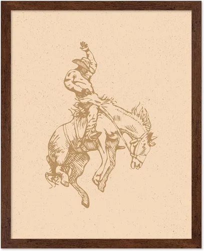 Miniatura 32 de Poster Master Póster de Rodeo marrón – Estampado retro de vaquero sobre caballo – Arte de vaquero – Arte occidental – Arte del salvaje oeste