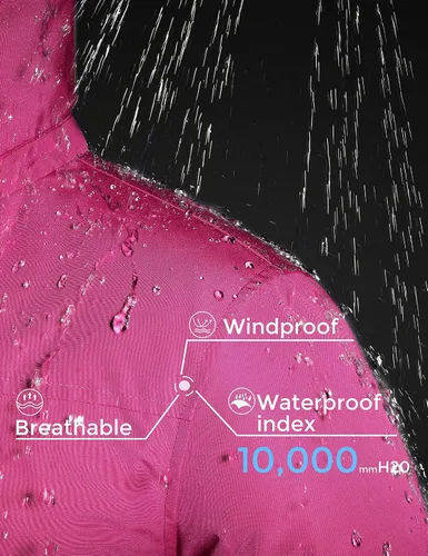 Miniatura 5 de ZSHOW Chaqueta de esquí impermeable para niñas, abrigo de invierno con forro polar cálido acolchado grueso