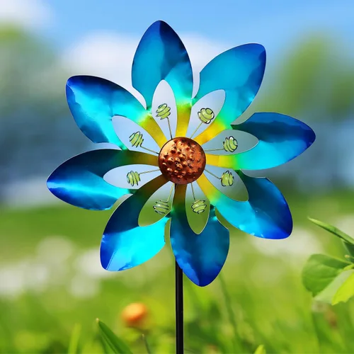 Miniatura 11 de COOZZYHOUR Molino de viento de colibrí de 39 pulgadas para estaca de patio y jardín, molino de viento de metal para exteriores, esculturas de viento