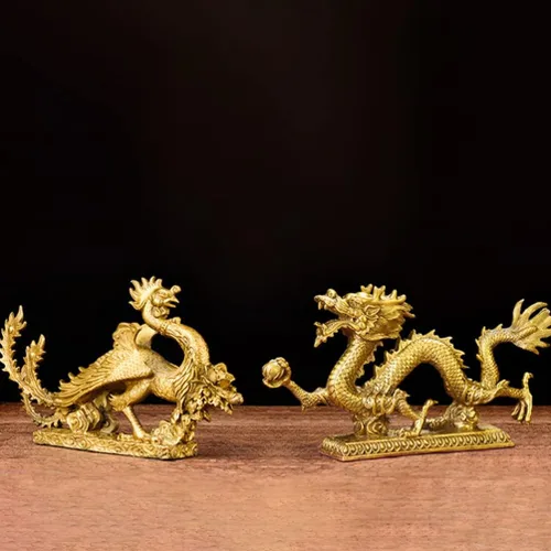 Miniatura 5 de Beavorty Estatua de dragón chino Feng Shui, escultura de dragón dorado, figuras reales del zodiaco 2023, escultura de año nuevo, adornos de mesa