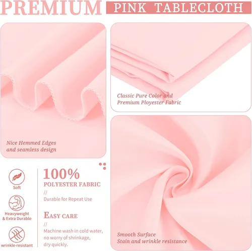 Miniatura 135 de Showgeous Paquete de 4 manteles redondos color rosa intenso de 120 pulgadas de poliéster para mesas redondas, manteles de tela decorativa lavable