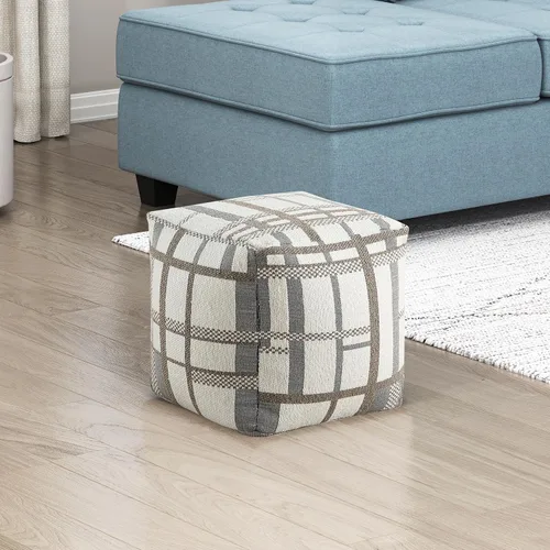 Miniatura 9 de Lexicon Puf otomano, reposapiés otomano cuadrado, puf de tela de chenilla, taburetes pequeños para sofá con relleno para sala de estar/dormitorio