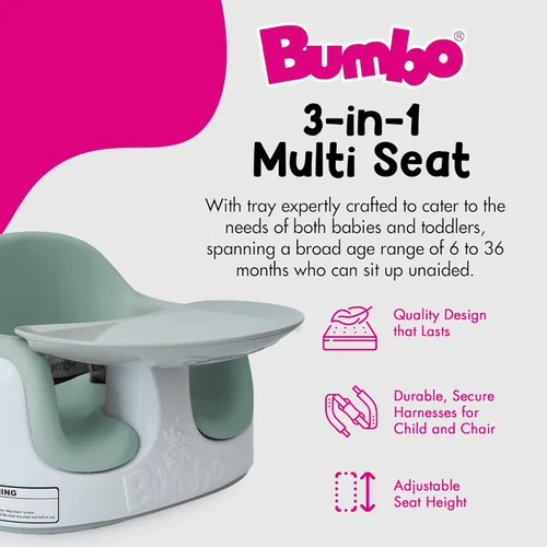 Miniatura 2 de Bumbo Asiento múltiple 3 en 1 para 6 a 36 meses, asiento de viaje para bebés y bebés para alimentar y jugar, Agave, elevador portátil todo en uno